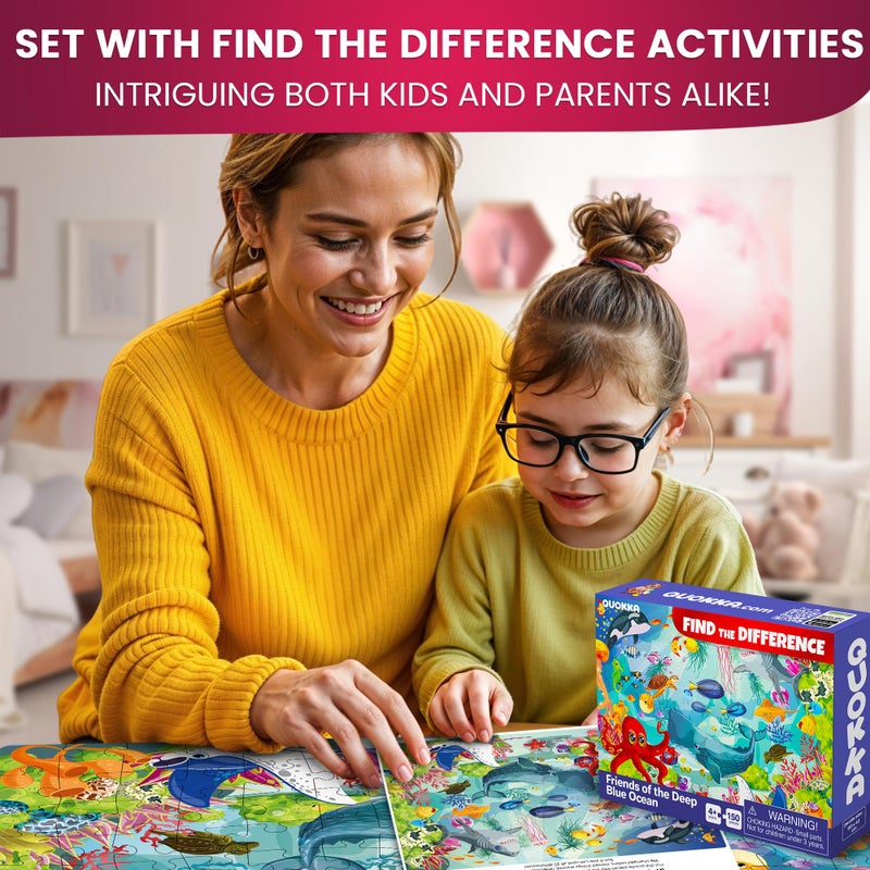 QUOKKA Floor Puzzles for Kids Ages 8-10 â€“ 3X150 Piece Puzzles for Kids Ages 4-6 â€“ Search & Find Ocean Animal Kid Activities Included for 5-8 Year Old â€“ Toddler Learning Toy Game Gift for Boys & Girls - Image 4