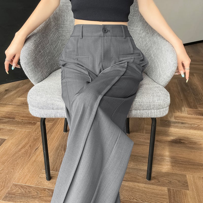 25 New Summer Narrow Suit Wide Leg Pants High Waist Drape Loose Straight-Leg Casual Pants Slim And Easiest For Match For Small People - Image 5