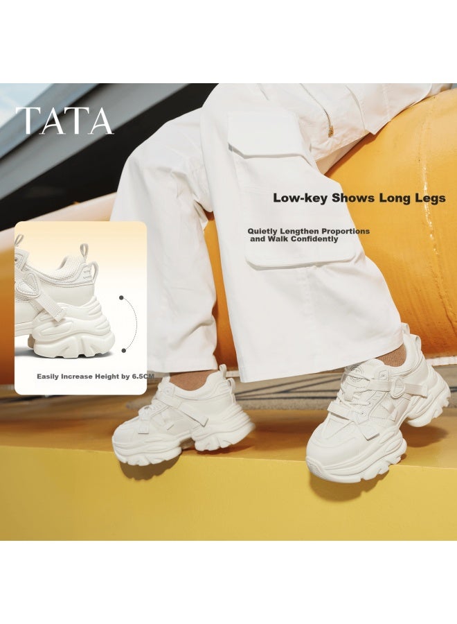 Tata Dad Shoes, Breathable Mesh Sports Shoes, Versatile Casual Height-increasing Shoes, Beige, Size 36 - Image 2