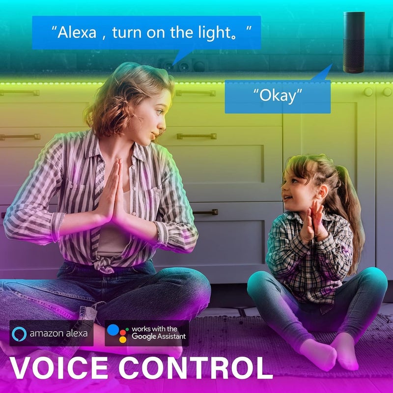 GUPUP WiFi Led Lights 50 ft, Smart App Controlled Led Strip Lights, Compatible with Alexa and Google Assistant Devices, Voice Control,Music Sync,Color Changing Tape Lighting - Image 4