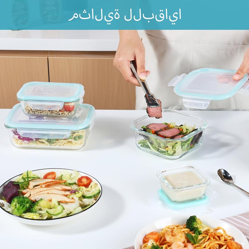 Vtopmart 18Pack Glass Food Storage Containers with Lids, Meal Prep Containers, Airtight Lunch Containers Bento Boxes with Leak Proof Locking Lids for Microwave, Oven, Freezer, Dishwasher - Image 3