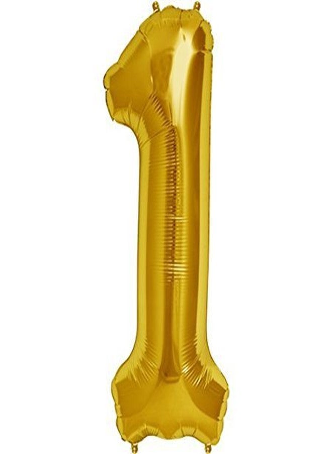 HK balloons® 16 Inch Number One Foil Toy Balloons - (Gold) (Golden-Number-1) - Image 1