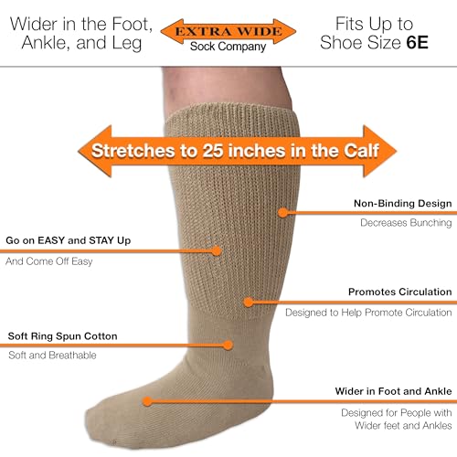 Extra Wide Comfort Fit Athletic Crew (Mid-Calf) Socks for Men and Women, For Wide Feet Pick your size, Do not size up - Image 2