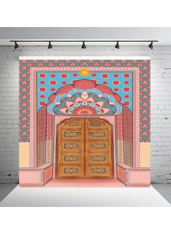 DHARA CREATION Dhara Creation Palace Gate 8ft 8ft Backdrop Curtain Cloth Pooja Decoration for Festivals and Celebrations Washable Fabric  - Image 1