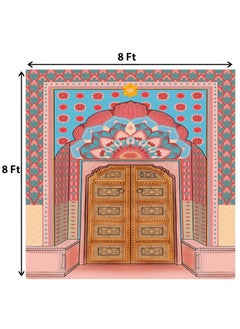 DHARA CREATION Dhara Creation Palace Gate 8ft 8ft Backdrop Curtain Cloth Pooja Decoration for Festivals and Celebrations Washable Fabric  - Image 2