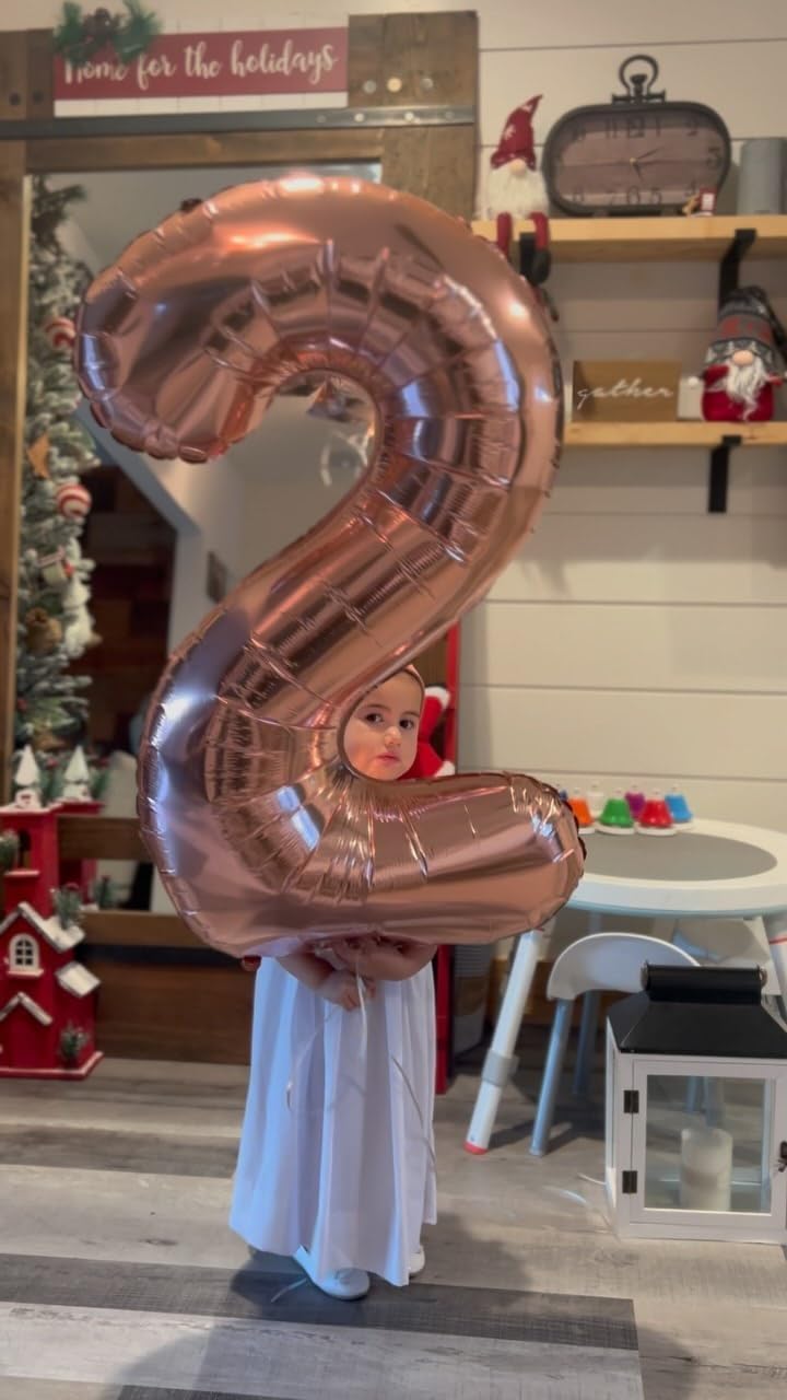 IWERP 40 Inch Rose Gold 1 Balloon for First Birthday, 1st Number Balloons Birthday Decorations for Girl Boy Kids Toddler Baby, One Giant Number 1 Balloon - Image 4