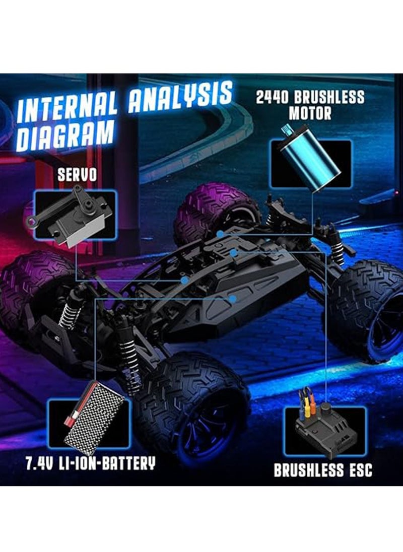 إكستريم سيارة تحكم عن بعد XTREME SPEED 9002E بمقياس 1/14 - سرعة عالية 40 كم/س، دفع رباعي 4WD، محرك براشلس، مقاومة للماء، سيارة سباق لجميع التضاريس للكبار والهواة - مع صدمات معدنية وإطارات مضادة للانزلاق وعواكس مزدوجة  - Image 4