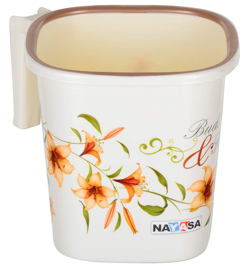 NAYASA Nayasa Sqr Ring DLX 3 Pcs Bathroom Set Bucket 25 L Mug 15 L 508 Stool Bathroom Set Bath Set for Bathroom Off White  - Image 4
