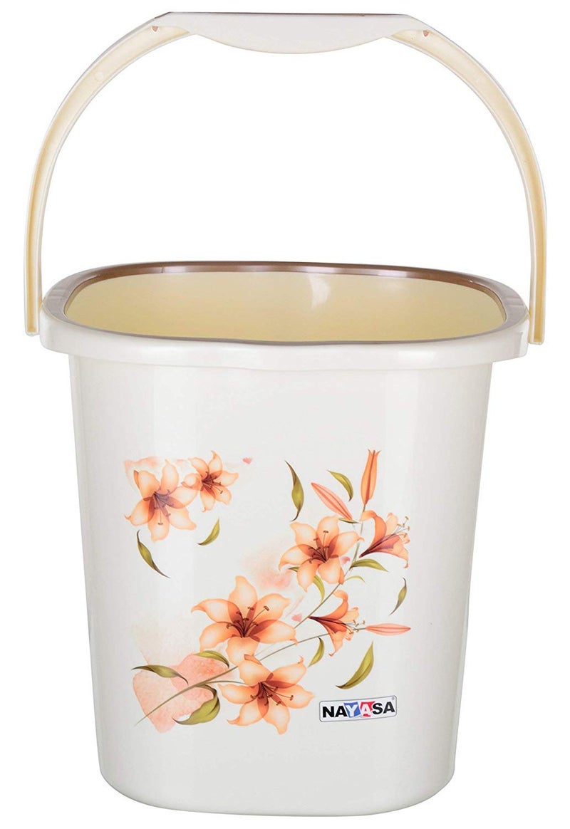 NAYASA Nayasa Sqr Ring DLX 3 Pcs Bathroom Set Bucket 25 L Mug 15 L 508 Stool Bathroom Set Bath Set for Bathroom Off White  - Image 2