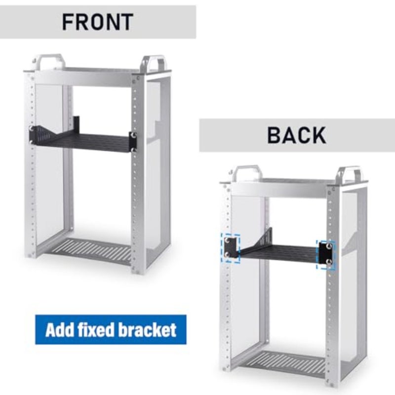 1U Server Rack Shelf, 7.87" Depth Vented Rack Mount Cantilever Tray for 10 Inch Network Equipment Rack and Cabinet and DeskPi RackMate T1/T0 Server Cabinet - Image 5