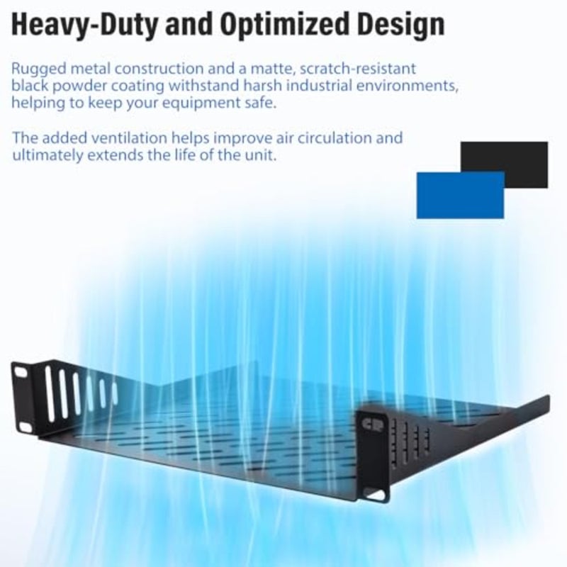 1U Server Rack Shelf, 7.87" Depth Vented Rack Mount Cantilever Tray for 10 Inch Network Equipment Rack and Cabinet and DeskPi RackMate T1/T0 Server Cabinet - Image 4