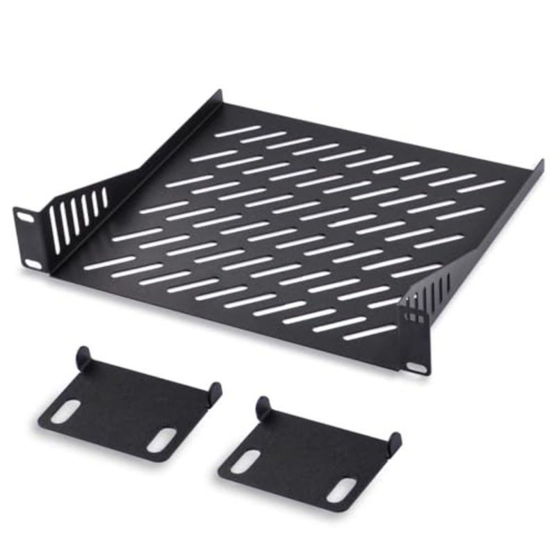 1U Server Rack Shelf, 7.87" Depth Vented Rack Mount Cantilever Tray for 10 Inch Network Equipment Rack and Cabinet and DeskPi RackMate T1/T0 Server Cabinet - Image 1