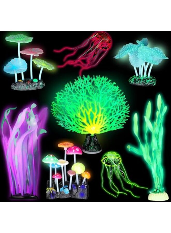 7 PCS Glowing Fish Tank Decorations Plants (Green) - Image 4