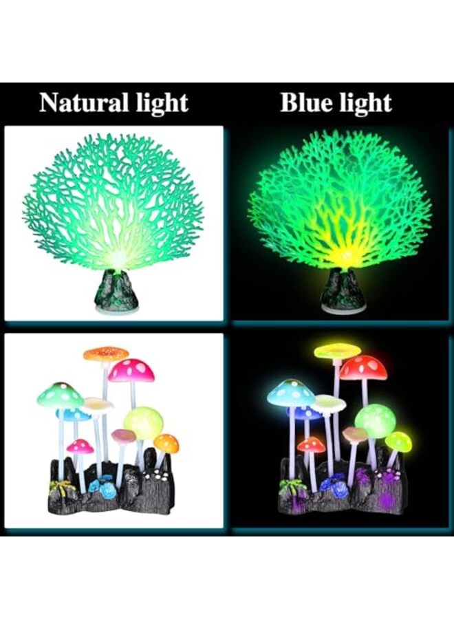 7 PCS Glowing Fish Tank Decorations Plants (Green) - Image 2