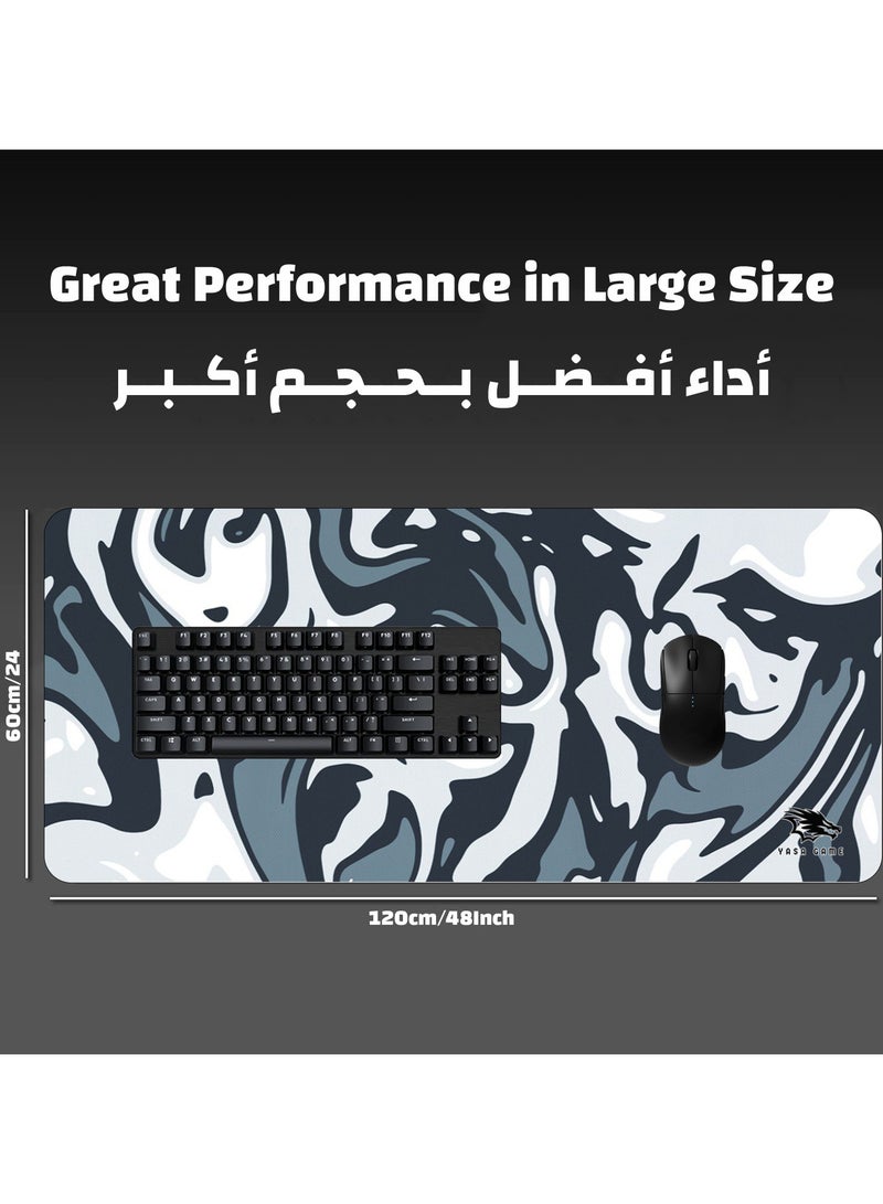 ياسا ماوس باد كبير جدا من ياسا مقاس 120*60 سم بتصميم جرافيك جميل جدا مع خاصية منع الانزلاق يكفي للفأرة والكيبورد وحواف مخيطه ومضاد للسوائل باتقان سويرل رمادي - Image 4
