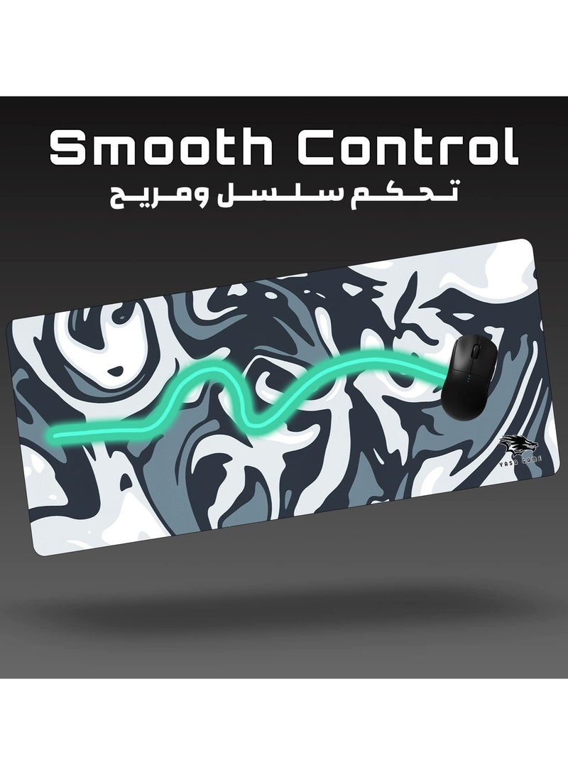 ياسا ماوس باد كبير جدا من ياسا مقاس 120*60 سم بتصميم جرافيك جميل جدا مع خاصية منع الانزلاق يكفي للفأرة والكيبورد وحواف مخيطه ومضاد للسوائل باتقان سويرل رمادي - Image 2