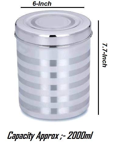 RJ kitchenware Store steel box Steel Deep Storage Box - 2 Kg, 1 Pieces, Silver kitchen Jars & Containers steel Dibba pack of single 2000ml - Image 2