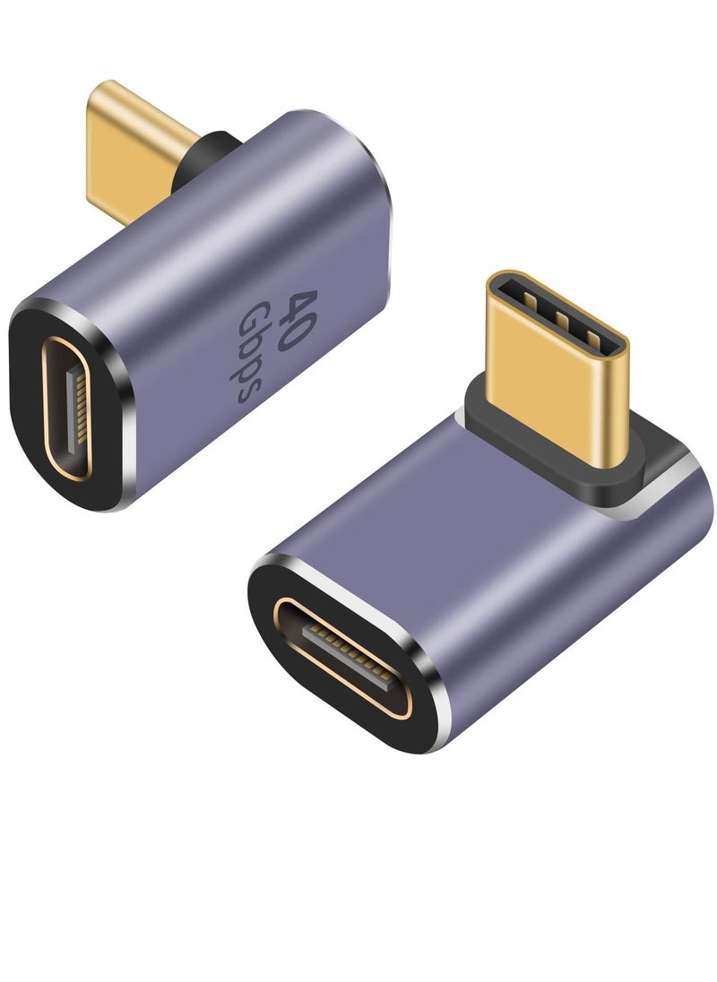 KASTWAVE USB 90 Degree Adapter Cable Adapter, 2pack 40Gbps USB C Adapter,  UP Angle Type C Extender Video Display 100W Charging for Thunderbolt 4/3, USB4, HUB, Mobile Phone, Tablet  - Image 1