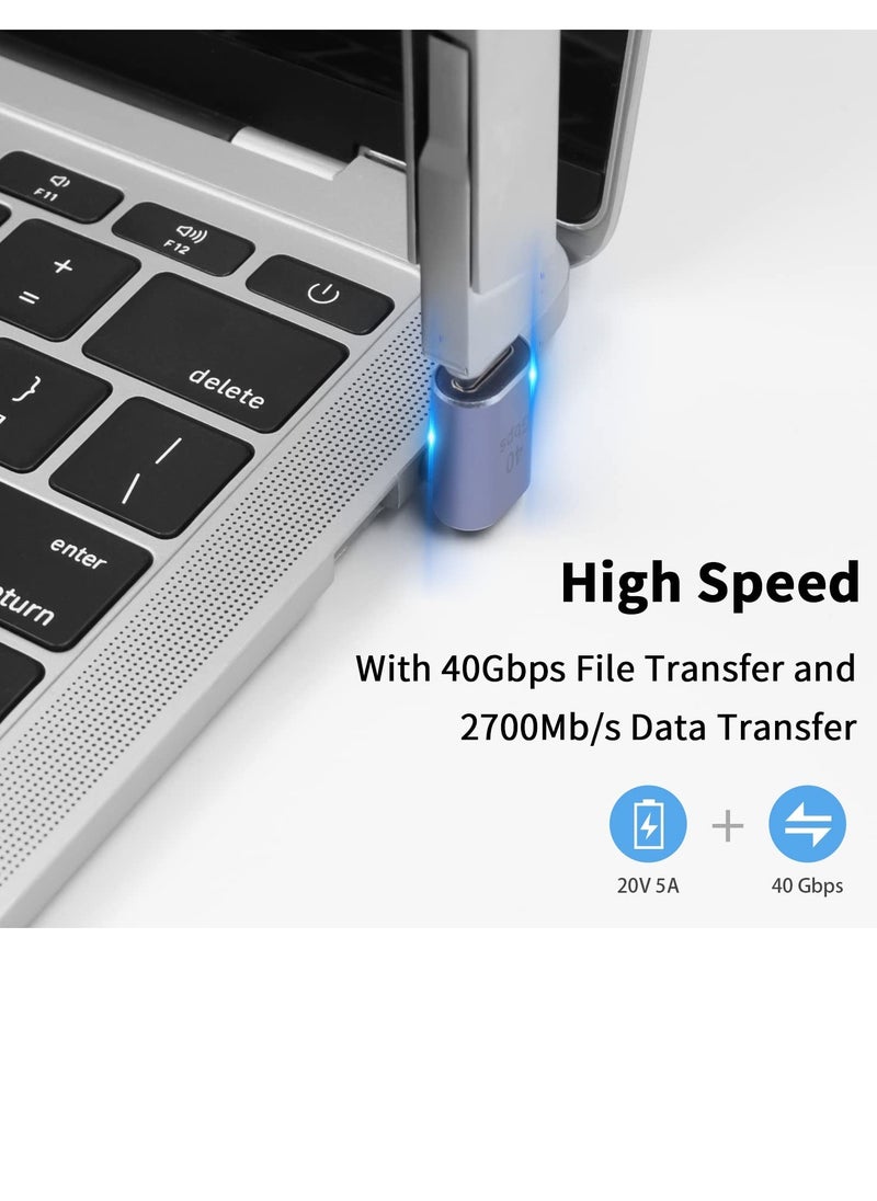 KASTWAVE USB 90 Degree Adapter Cable Adapter, 2pack 40Gbps USB C Adapter,  UP Angle Type C Extender Video Display 100W Charging for Thunderbolt 4/3, USB4, HUB, Mobile Phone, Tablet  - Image 4