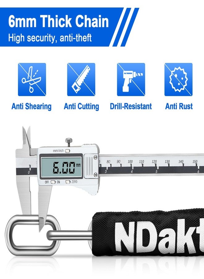 NDakter Bike Chain Lock, 5 Digit Combination Heavy Duty Anti Theft Bicycle Chain Lock, 3.2/4.27/5Ft Long Security Resettable Bike Locks for Bike, Bicycle, Scooter, Motorcycle, Door, Gate, Fence - Image 4