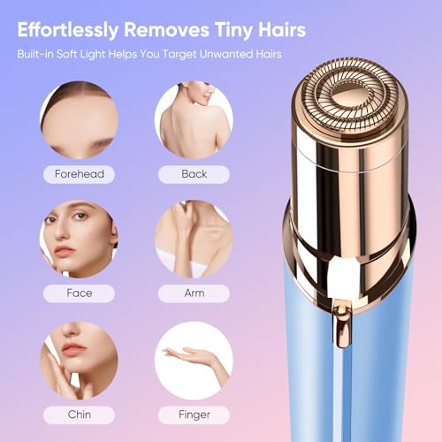 claities Facial Hair Remover for Women- as Seen on TV Painless Face Shaver -Mini Hair Remover, Electric Razor Shaver Portable Bikini Epilator for Lips, Chin, Armpit, Peach Fuzz, Fingers, Neck, Cheek(Blue) - Image 2