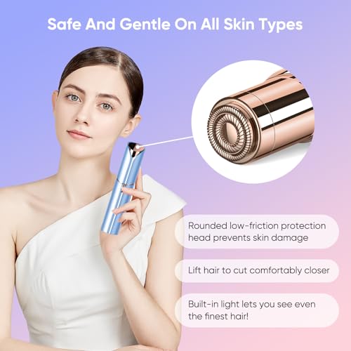 claities Facial Hair Remover for Women- as Seen on TV Painless Face Shaver -Mini Hair Remover, Electric Razor Shaver Portable Bikini Epilator for Lips, Chin, Armpit, Peach Fuzz, Fingers, Neck, Cheek(Blue) - Image 5