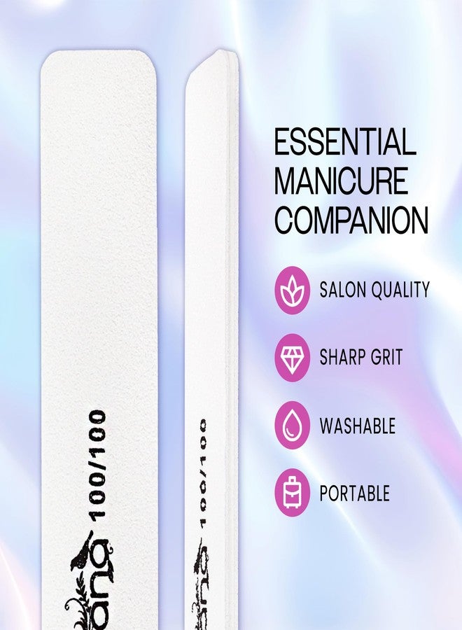 PANA Jumbo Double-Sided Emery Nail File for Manicure, Pedicure, Natural, and Acrylic Nails - White (Grit 100/100) - 50 Piece Pack - Image 2