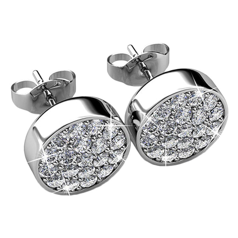 Cate & Chloe 18k White Gold Plated Nelly Earrings | Cubic Zirconia Stud Earrings with Round Cut Crystals, Hypoallergenic Earring Set for Women - Image 1