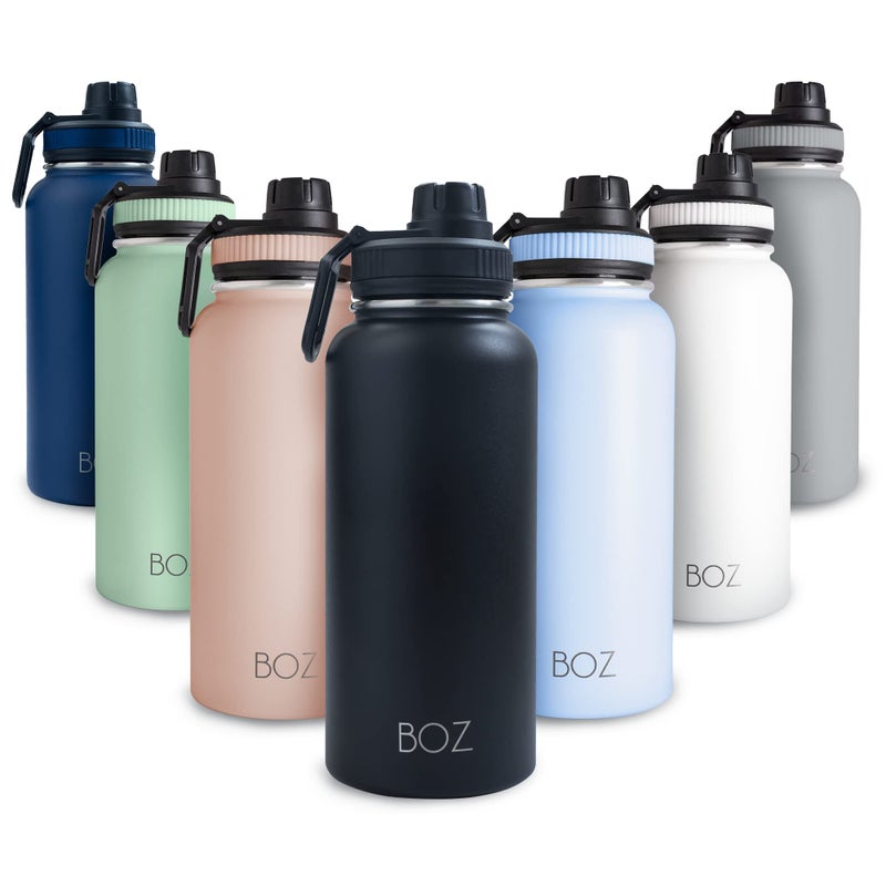BOZ Stainless Steel Water Bottle XL (1 L / 32oz) Wide Mouth, BPA Free, Vacuum Double Wall Insulated (Matte Black) - Image 1