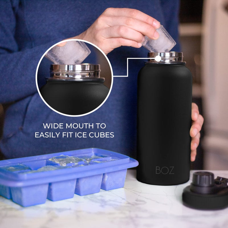 BOZ Stainless Steel Water Bottle XL (1 L / 32oz) Wide Mouth, BPA Free, Vacuum Double Wall Insulated (Matte Black) - Image 5
