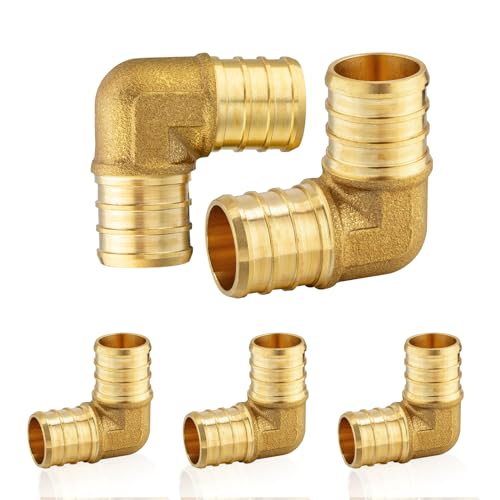HeSun 5Pack PEX Fittings 1x1 Brass Crimp Elbow Fitting for Pex Pipes ASTM F1807 - Image 1