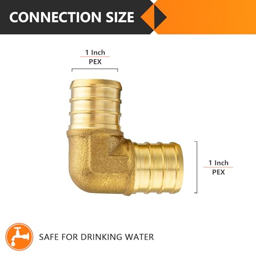 HeSun 5Pack PEX Fittings 1x1 Brass Crimp Elbow Fitting for Pex Pipes ASTM F1807 - Image 3