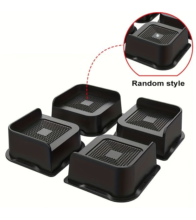 4pcs Black 2 Inches Height Increasing Pad L Shaped Half Top Spike Nail Bottom Rubber Strip Anti Slip Heavy Duty Furniture Lifter for Bed Foot Cabinet Foot Sofa Foot Chair Sofa Bed Sofa Table - Image 3