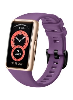 CATANES Huawei Band 6 / Honor Band 6 Fitness Tracker Replacement Silicone Band Adjustable Waterproof Smart Watch Strap with Buckle Purple  - Image 2