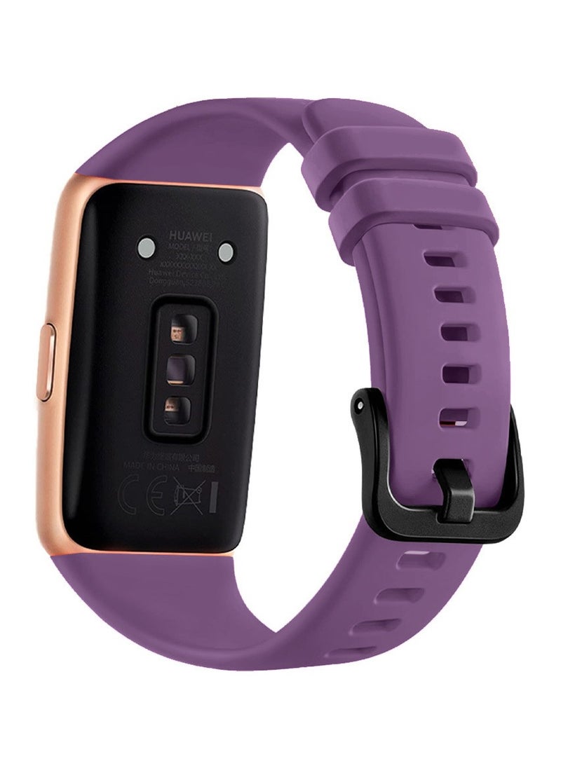 CATANES Huawei Band 6 / Honor Band 6 Fitness Tracker Replacement Silicone Band Adjustable Waterproof Smart Watch Strap with Buckle Purple  - Image 3