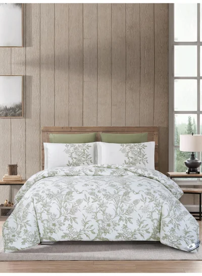 Doona Printed 4-Pcs Queen Comforter Bedding Set Fits 160x200cm -Includes Comforter, Fitted Sheet, Pillow Shams & Pillowcases – Soft Microfiber Fabric with Soft 350 GSm Filling