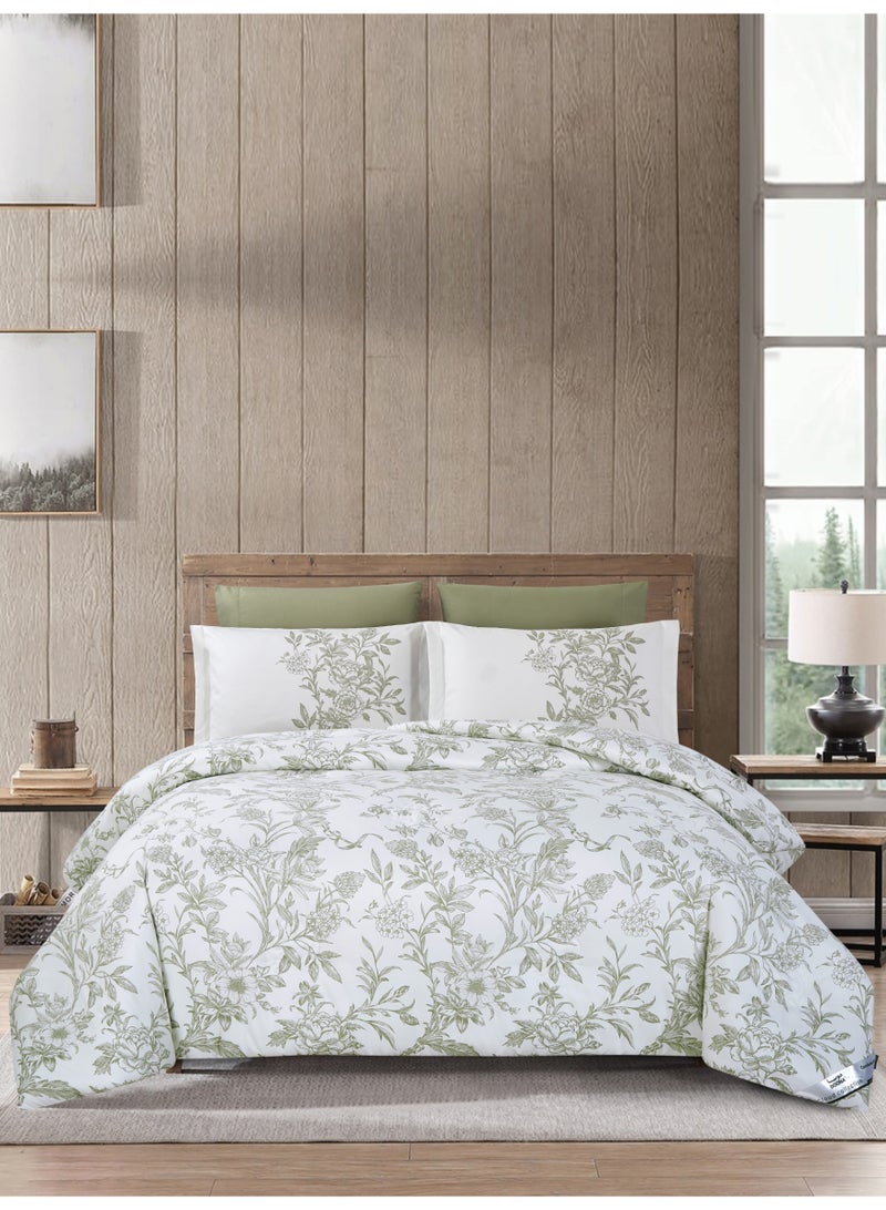 Doona Printed 4-Pcs Queen Comforter Bedding Set Fits 160x200cm -Includes Comforter, Fitted Sheet, Pillow Shams & Pillowcases – Soft Microfiber Fabric with Soft 350 GSm Filling - Image 1