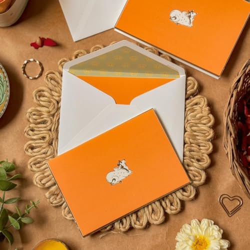 Be Stories Pichwai One Side Print Blank Foldable Greeting Note Cards With Envelopes 130 GSM With Gold Foil & Sticker Seals For Birthday, Diwali, Chirtsmas- 5.50 x 3.50 inches, Pack of 5 - Image 4