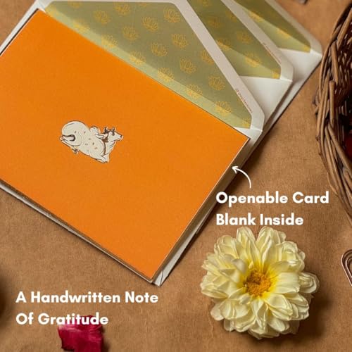 Be Stories Pichwai One Side Print Blank Foldable Greeting Note Cards With Envelopes 130 GSM With Gold Foil & Sticker Seals For Birthday, Diwali, Chirtsmas- 5.50 x 3.50 inches, Pack of 5 - Image 3