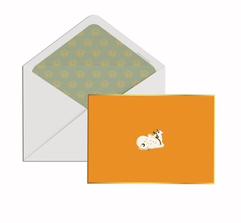 Be Stories Pichwai One Side Print Blank Foldable Greeting Note Cards With Envelopes 130 GSM With Gold Foil & Sticker Seals For Birthday, Diwali, Chirtsmas- 5.50 x 3.50 inches, Pack of 5 - Image 5