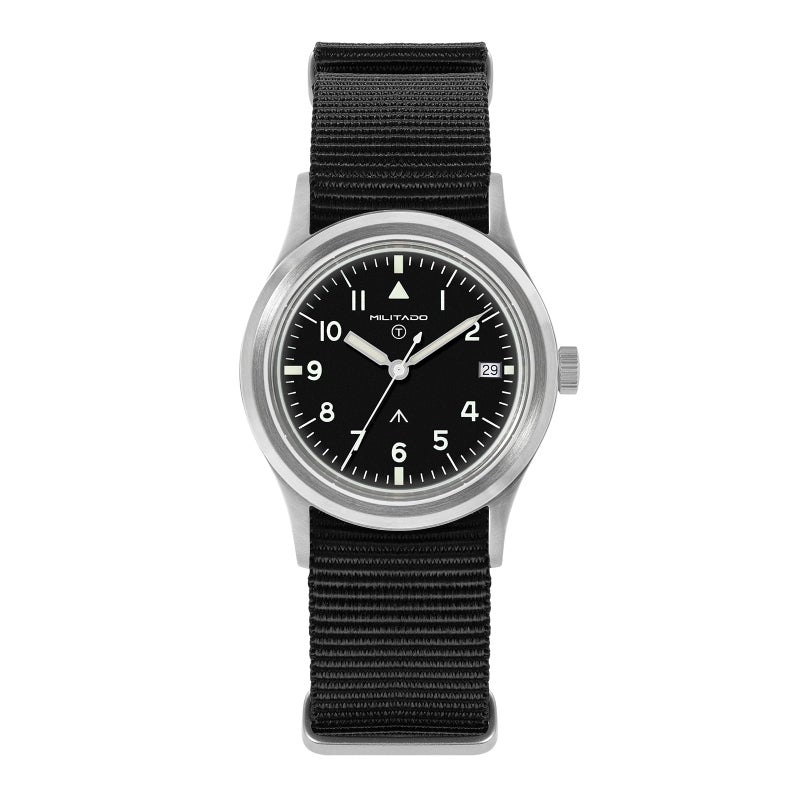 TACTICAL FROG Militado 36mm Field Watch VH31 Japan Movt with Sweep Seconds Military Style Men's Watch with Nylon Strap, 100M Waterproof - ML13/ML14 Series (White Dial / K1 / Date, ML14) - Image 1