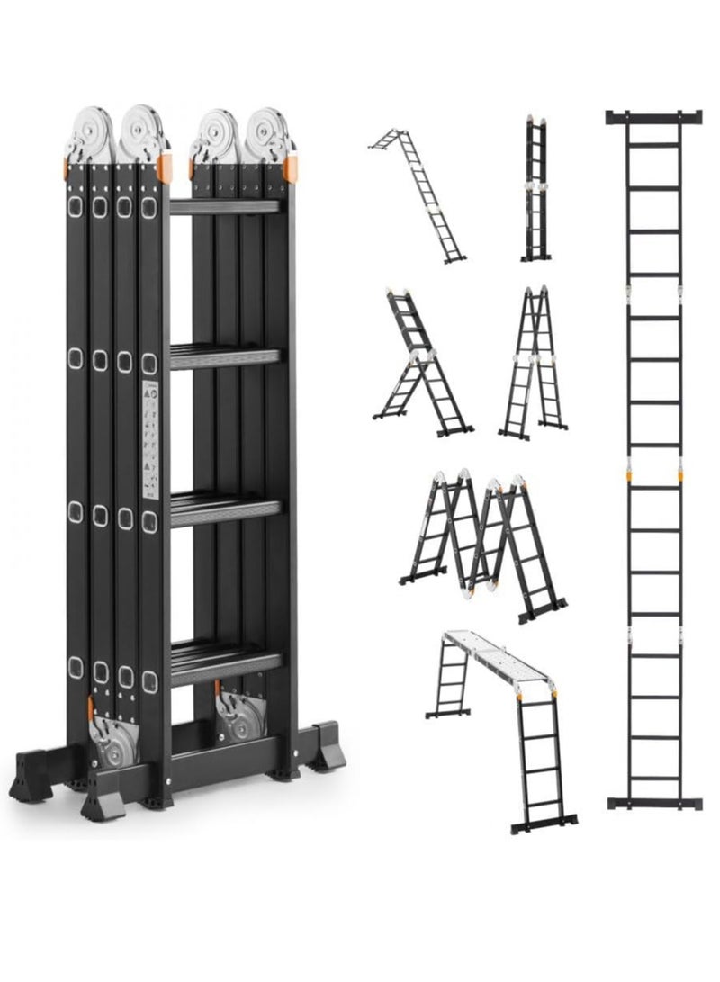 Egardenkart Multi-Purpose Aluminum Folding Ladder - Portable, Adjustable, Safe, and Durable for Home, Work, and Outdoor Use (4x4-4.7mtrs) - Image 1