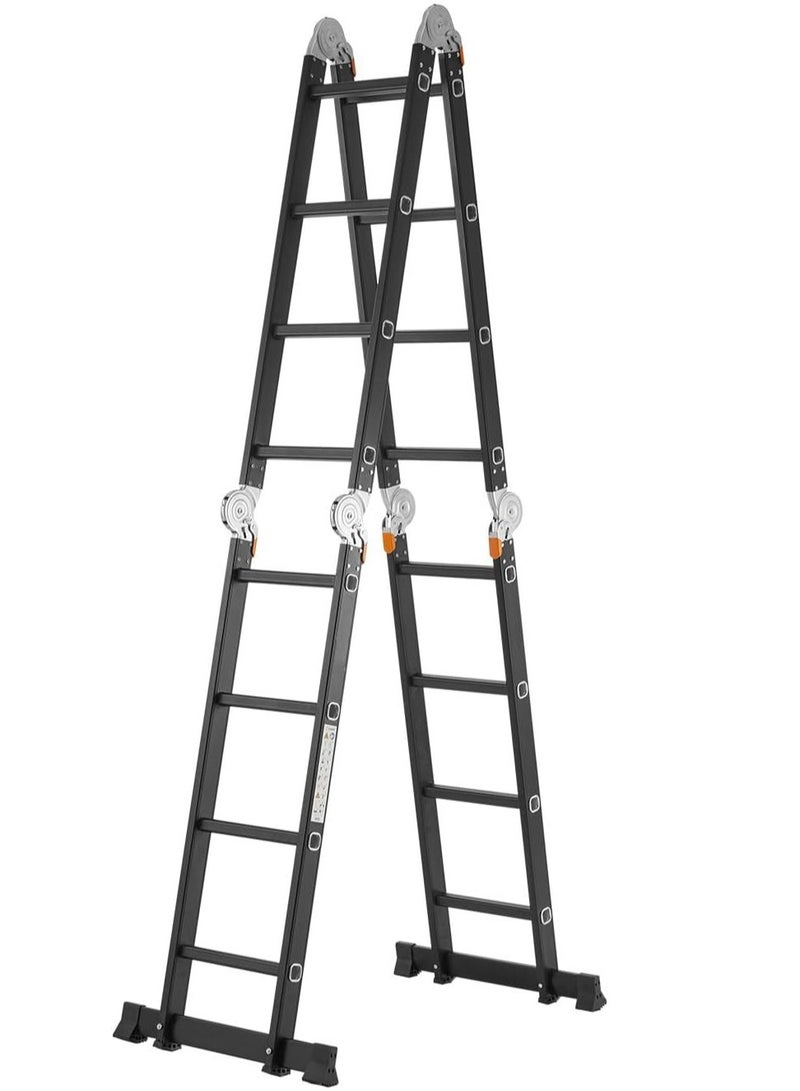 Egardenkart Multi-Purpose Aluminum Folding Ladder - Portable, Adjustable, Safe, and Durable for Home, Work, and Outdoor Use (4x4-4.7mtrs) - Image 2