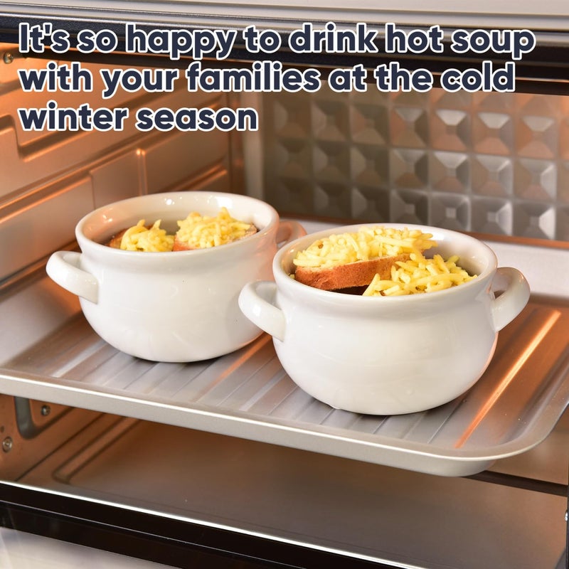 Vumdua Soup Bowls with Handles, 16 Oz Ceramic French Onion Soup Bowls (White) - Image 5