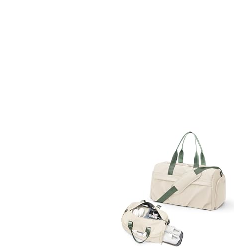 livbote Gym Bag for Women Duffle Bag with Shoe Compartment Yoga Mat Bag Sports Workout Bag Weekend Overnight Bag Beige Green - Image 1