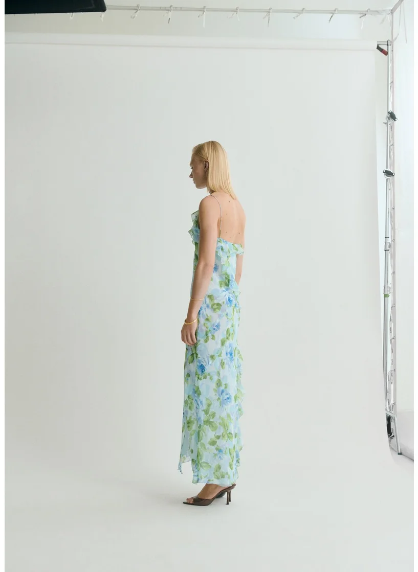 مانجو Ruffled Floral Print Dress