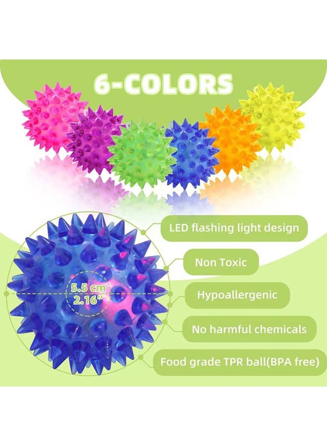 Deermon 12 Pack LED Light Up Fidget Sensory Bouncy Spiky Ball Squishy Glow in The Dark Flashing Stress Relief Spiky Balls Toy for Party Favors Kids Gifts School Rewards - Image 2
