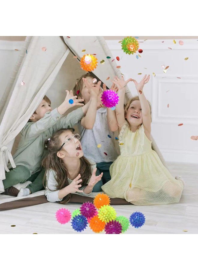 Deermon 12 Pack LED Light Up Fidget Sensory Bouncy Spiky Ball Squishy Glow in The Dark Flashing Stress Relief Spiky Balls Toy for Party Favors Kids Gifts School Rewards - Image 3