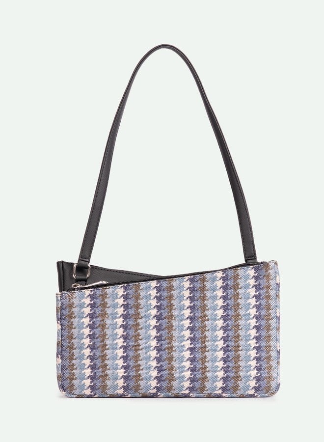 ZOUK Kiya Small Shoulder Bag for Women - Dual-Sided Shoulder Bag with Criss-Cross Design| Handcrafted Purse with Dual Zipper Compartments & Water-Resistant Lining |Bombay Houndstooth - Image 3