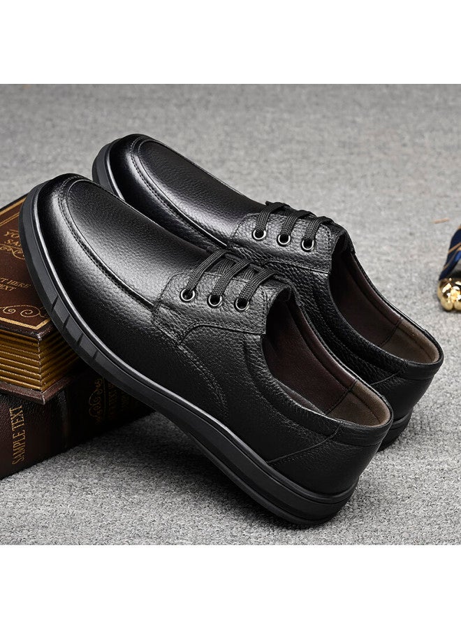 Egchi Men's Leather Shoes, Business Casual Formal Shoes, Top-grain Leather, Wear-resistant, Breathable, Round Toe Shoes, J6627 Lace-up Style, Size 41 - Image 4